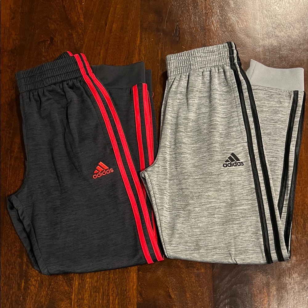 Adidas Kids' Sweatpants - Black with Red Stripes and Gray with Black Stripes